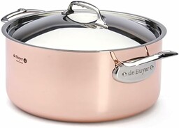 DE BUYER 6442.28 Rondel żeliwny z pokrywką/uchwytami, miedź/stal