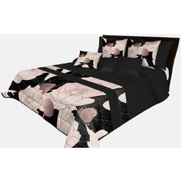 Narzuta z nadrukiem w beżowe kwiaty NMR-046 Mariall