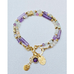 Pakamera Podwójna Bransoletka z Ametystowym Akcentem