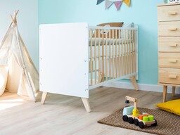 Łóżeczko dziecięce sosnowe Baby Happy 60x120 białe/sosna