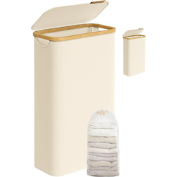 Kosz wolnostojący na pranie Songmics 65l beżowy, biały