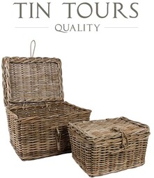 KOMPLET 2 KUFRÓW Z RATTANU