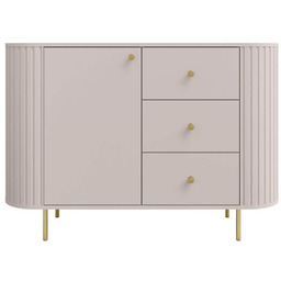 Komoda OVALIO 1F3S (813) Beż piaskowy Złote nogi