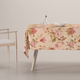 Obrus prostokątny, duże kwiaty na kremowym tle, Londres