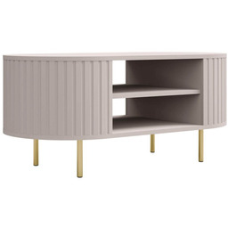 Stolik kawowy OVALIO (200) Beż piaskowy Złote nogi