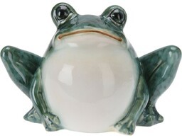 Dekoracja ogrodowa Siedząca żaba, porcelana, 13 x 9