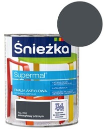 ŚNIEŻKA Emalia akrylowa SUPERMAL RAL7016 antracyt 0,8L półpołysk
