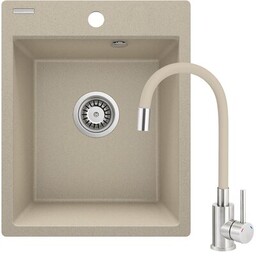 DEANTE Zlewozmywak Corio ZRC P7103 Piaskowy + bateria
