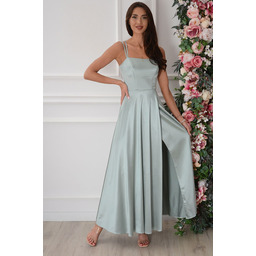 Sukienka maxi satyna sznurowana morska zieleń Maddy