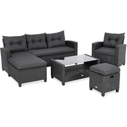 Zestaw mebli ogrodowych Dalmia - Czarny/Grafitowy