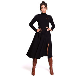 Czarna Dzianinowa Marszczona Spódnica na Gumie