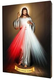 Obraz religijny na desce lipowej, Jezus Miłosierny