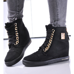 Czarne sneakersy damskie na koturnie