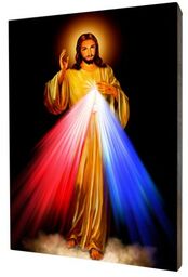 Obraz religijny na desce lipowej, Jezus Miłosierny