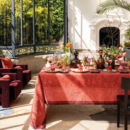 Le Jacquard Fran ais Obrus lniany Romance Red