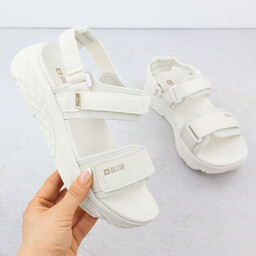 Sandały sportowe damskie na rzep kremowe Big Star