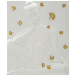 Talerz ścienny Budda, biały/złoty, 46 55,5 5,7 cm