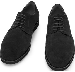 Męskie buty derby z tłoczonego zamszu czarne
