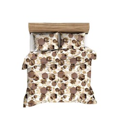 Karo Pościel flanelowa 140x200 1650N brązowa biała geometria