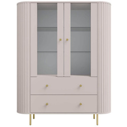 Witryna OVALIO 2F2S (122) Beż piaskowy Złote nogi