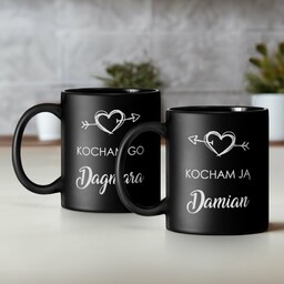 Kubki ceramiczne czarne matowe x2 zestaw z grawerem