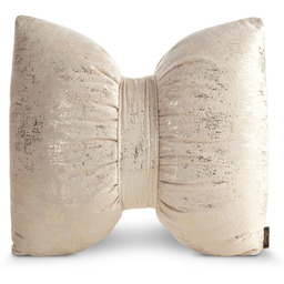 Poduszka welwetowa beżowa w kształcie kokardy z przecieranym