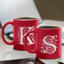 Kubki ceramiczne czerwone z białym środkiem x2