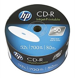 HP CD-R, CRE00070WIP-3, 69301, Printable, 50-pack, 700MB, 52x,