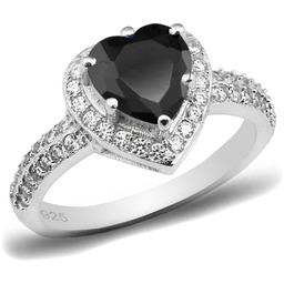 Pierścionek Srebrny z Czarnym Sercem