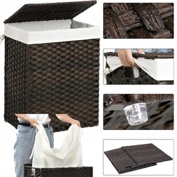 Duży Kosz na Pranie Bieliznę 90L Składany