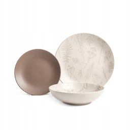 Zastawa stołowa serwis obiadowy beżowy Bari 18 Sztuk