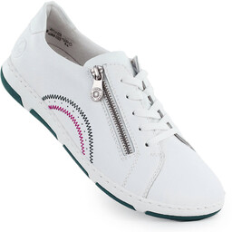 Skórzane półbuty damskie na suwak białe Rieker 42424-80