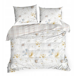 Pościel Satynowy Splot D91 LEA09 220X200 Biała Kwiaty