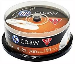 HP CD-RW, CWE00019-3, 69313, 25-pack, 700MB, 4-12x, 80min.,