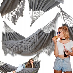 Dwuosobowy Duży Hamak Ogrodowy Huśtawka 150X200CM Solidny