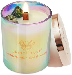 Crystallove Rainbow Fluorite Soy Candle & Champagne Świeca