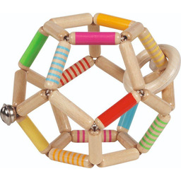 Elastyczna drewniana kula z dzwoneczkiem kolorowe paski 65195-Goki