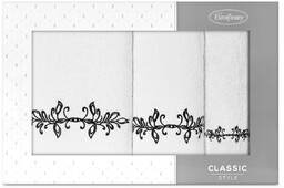 Komplet Ręczników 3szt. Kamelia 380 Biały+Czarny