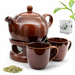 Dzbanek porcelanowy z podgrzewaczem 1L plus 2 filiżanki