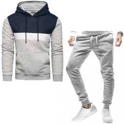 Szary dres męski z bluzą z kapturem Recea