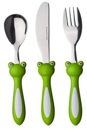 Banquet 3-częściowy zestaw sztućców dla dzieci Frog, zielony