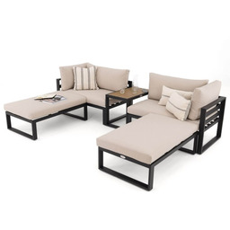 Zestaw mebli ogrodowych z aluminium SANTORINI czarny, poduszki