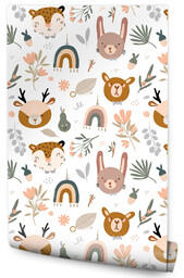 Muralo Tapeta Dla Dzieci Zwierzątka Leśne Pośród Roślin