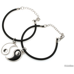 PODWÓJNA BRANSOLETKA YING-YANG koła kolor czarny kolor biały