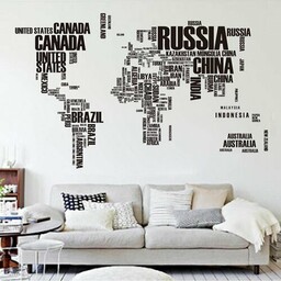 Naklejka dekoracyjna Mapa Świata z liter