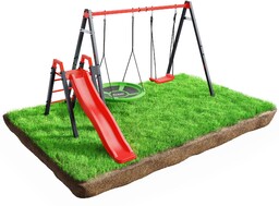 Modułowa huśtawka ogrodowa ze zjeżdżalnią bocianie gniazdo KSOZ021