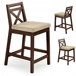 Drewniane Krzesło Barowe Tapicerowane do Kuchni Borys Low