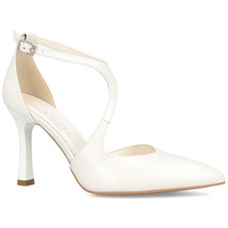 Szpilki ślubne z paskami - KOTYL 8507 BIAŁE