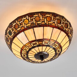 Clayre&Eef Lampa sufitowa tiffany WILMA, możliwość ściemniania, kremowy