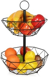 Koszyk na owoce metalowy czarny 2-poziomowy
